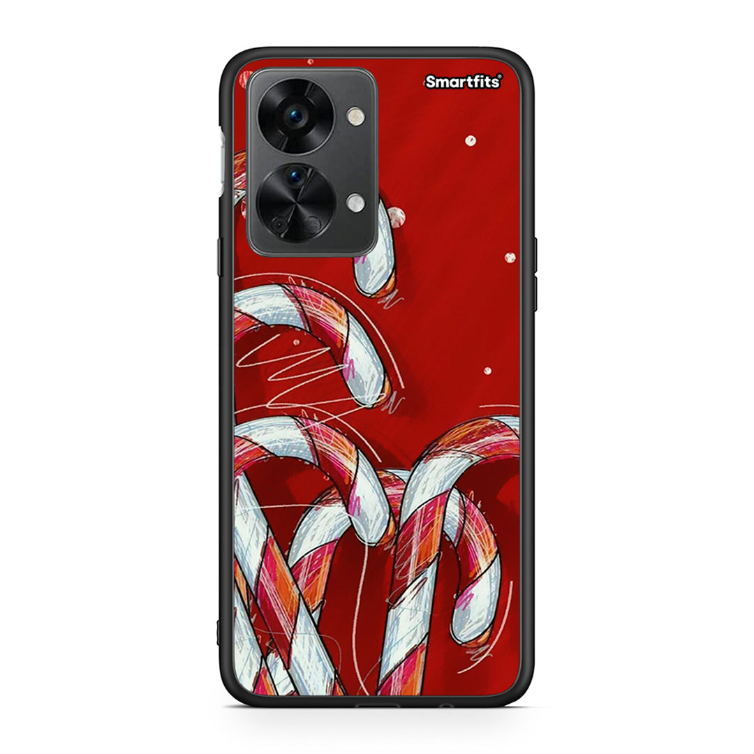 OnePlus Nord 2T Candy Cane θήκη από τη Smartfits με σχέδιο στο πίσω μέρος και μαύρο περίβλημα | Smartphone case with colorful back and black bezels by Smartfits