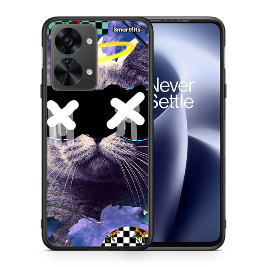 Θήκη OnePlus Nord 2T Cat Collage από τη Smartfits με σχέδιο στο πίσω μέρος και μαύρο περίβλημα | OnePlus Nord 2T Cat Collage case with colorful back and black bezels