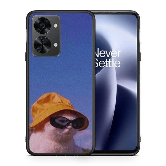 Θήκη OnePlus Nord 2T Cat Diva από τη Smartfits με σχέδιο στο πίσω μέρος και μαύρο περίβλημα | OnePlus Nord 2T Cat Diva case with colorful back and black bezels
