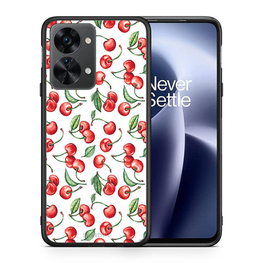 Θήκη OnePlus Nord 2T Cherry Summer από τη Smartfits με σχέδιο στο πίσω μέρος και μαύρο περίβλημα | OnePlus Nord 2T Cherry Summer case with colorful back and black bezels