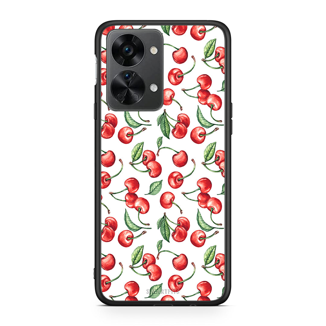 OnePlus Nord 2T Cherry Summer θήκη από τη Smartfits με σχέδιο στο πίσω μέρος και μαύρο περίβλημα | Smartphone case with colorful back and black bezels by Smartfits
