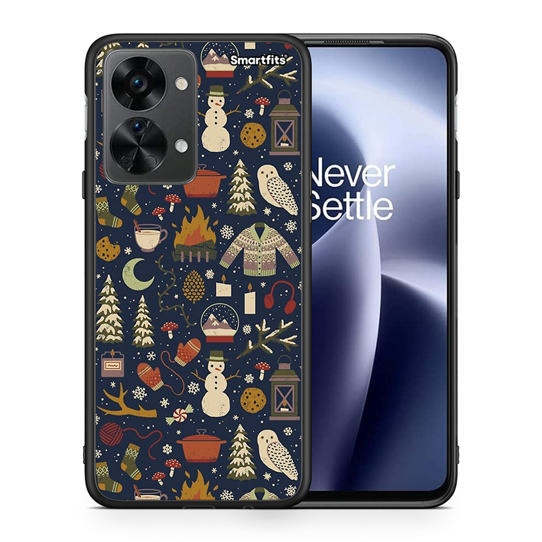 Θήκη OnePlus Nord 2T Christmas Elements από τη Smartfits με σχέδιο στο πίσω μέρος και μαύρο περίβλημα | OnePlus Nord 2T Christmas Elements case with colorful back and black bezels