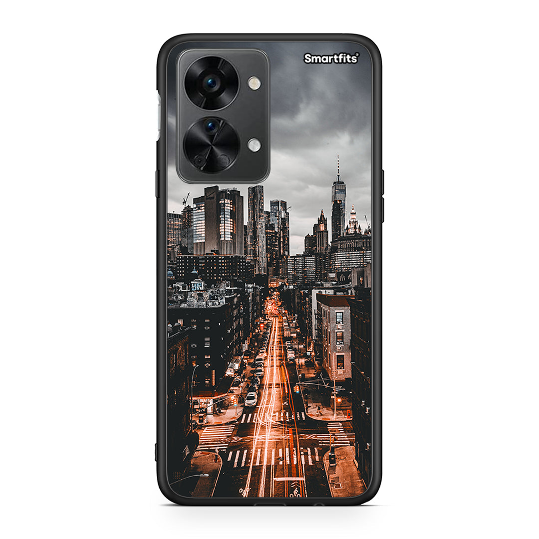 OnePlus Nord 2T City Lights θήκη από τη Smartfits με σχέδιο στο πίσω μέρος και μαύρο περίβλημα | Smartphone case with colorful back and black bezels by Smartfits