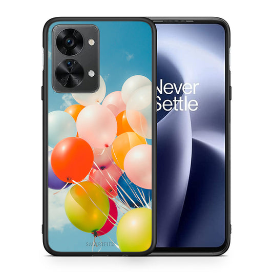 Θήκη OnePlus Nord 2T Colorful Balloons από τη Smartfits με σχέδιο στο πίσω μέρος και μαύρο περίβλημα | OnePlus Nord 2T Colorful Balloons case with colorful back and black bezels