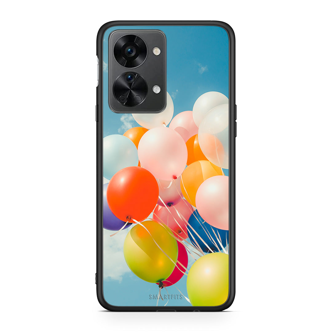 OnePlus Nord 2T Colorful Balloons θήκη από τη Smartfits με σχέδιο στο πίσω μέρος και μαύρο περίβλημα | Smartphone case with colorful back and black bezels by Smartfits