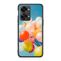 Thumbnail for OnePlus Nord 2T Colorful Balloons θήκη από τη Smartfits με σχέδιο στο πίσω μέρος και μαύρο περίβλημα | Smartphone case with colorful back and black bezels by Smartfits