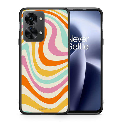 Θήκη OnePlus Nord 2T Colourful Waves από τη Smartfits με σχέδιο στο πίσω μέρος και μαύρο περίβλημα | OnePlus Nord 2T Colourful Waves case with colorful back and black bezels