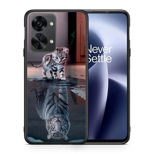 Θήκη OnePlus Nord 2T Tiger Cute από τη Smartfits με σχέδιο στο πίσω μέρος και μαύρο περίβλημα | OnePlus Nord 2T Tiger Cute case with colorful back and black bezels
