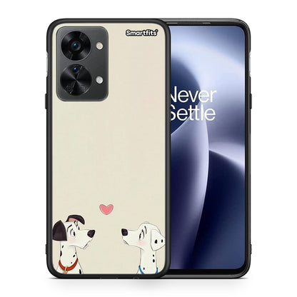 Θήκη OnePlus Nord 2T Dalmatians Love από τη Smartfits με σχέδιο στο πίσω μέρος και μαύρο περίβλημα | OnePlus Nord 2T Dalmatians Love case with colorful back and black bezels