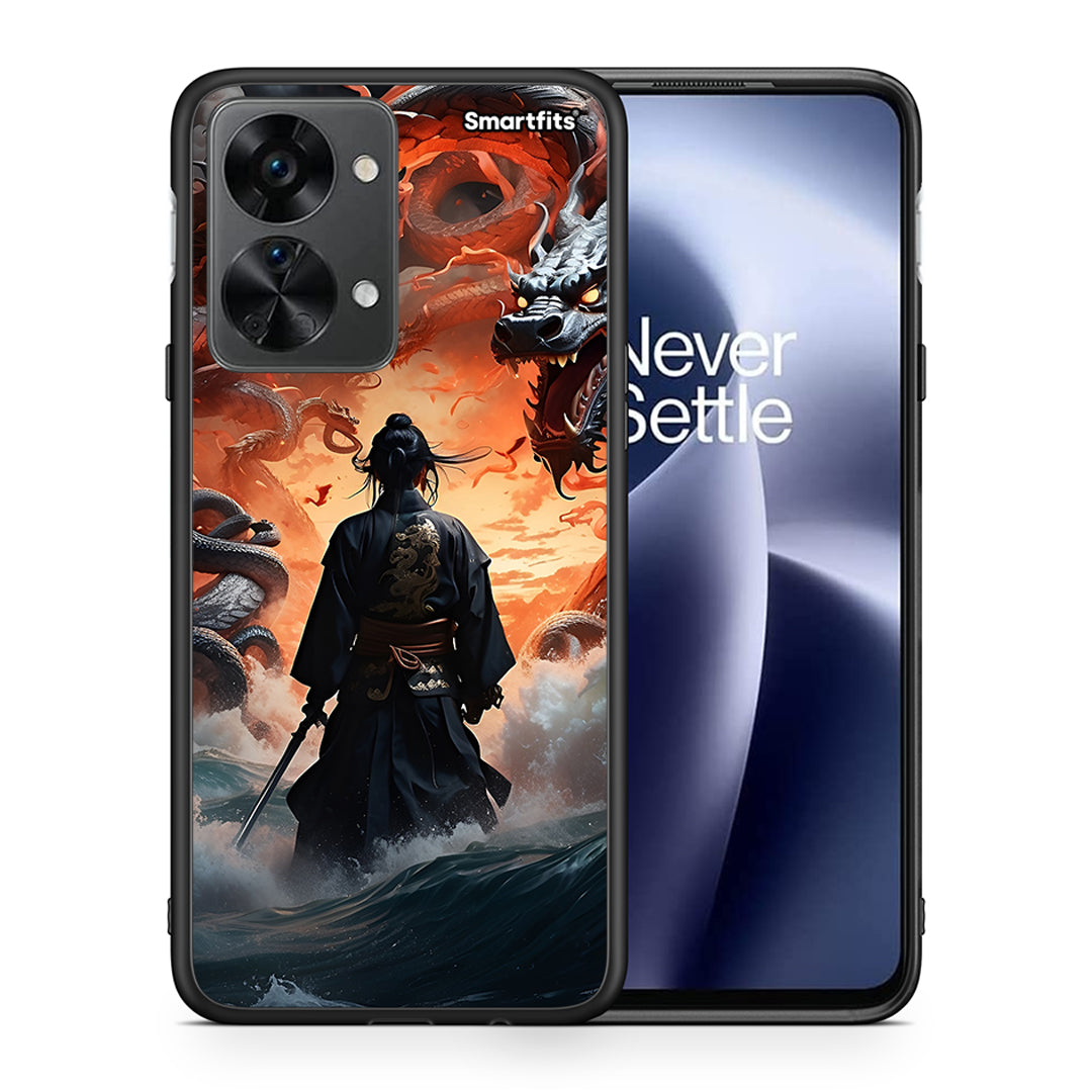 Θήκη OnePlus Nord 2T Dragons Fight από τη Smartfits με σχέδιο στο πίσω μέρος και μαύρο περίβλημα | OnePlus Nord 2T Dragons Fight case with colorful back and black bezels