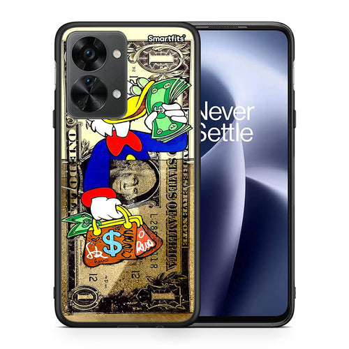 Θήκη OnePlus Nord 2T Duck Money από τη Smartfits με σχέδιο στο πίσω μέρος και μαύρο περίβλημα | OnePlus Nord 2T Duck Money case with colorful back and black bezels