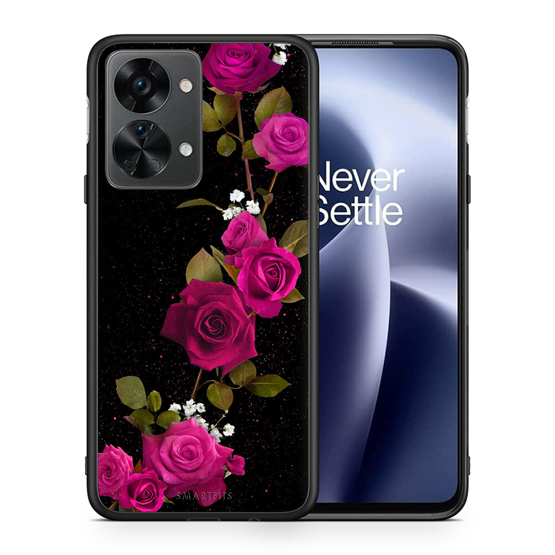 Θήκη OnePlus Nord 2T Red Roses Flower από τη Smartfits με σχέδιο στο πίσω μέρος και μαύρο περίβλημα | OnePlus Nord 2T Red Roses Flower case with colorful back and black bezels