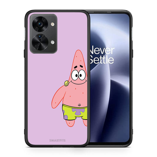 Θήκη OnePlus Nord 2T Friends Patrick από τη Smartfits με σχέδιο στο πίσω μέρος και μαύρο περίβλημα | OnePlus Nord 2T Friends Patrick case with colorful back and black bezels