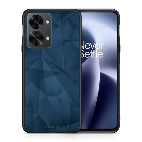 Θήκη OnePlus Nord 2T Blue Abstract Geometric από τη Smartfits με σχέδιο στο πίσω μέρος και μαύρο περίβλημα | OnePlus Nord 2T Blue Abstract Geometric case with colorful back and black bezels
