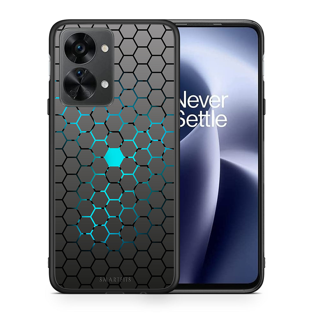 Θήκη OnePlus Nord 2T Hexagonal Geometric από τη Smartfits με σχέδιο στο πίσω μέρος και μαύρο περίβλημα | OnePlus Nord 2T Hexagonal Geometric case with colorful back and black bezels