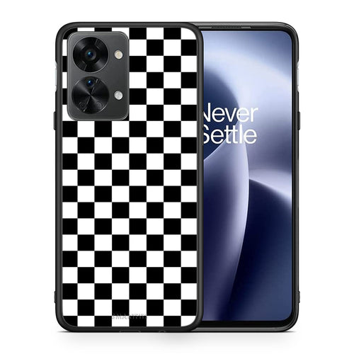 Θήκη OnePlus Nord 2T Squares Geometric από τη Smartfits με σχέδιο στο πίσω μέρος και μαύρο περίβλημα | OnePlus Nord 2T Squares Geometric case with colorful back and black bezels