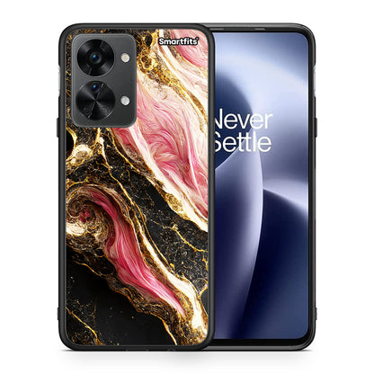 Θήκη OnePlus Nord 2T Glamorous Pink Marble από τη Smartfits με σχέδιο στο πίσω μέρος και μαύρο περίβλημα | OnePlus Nord 2T Glamorous Pink Marble case with colorful back and black bezels