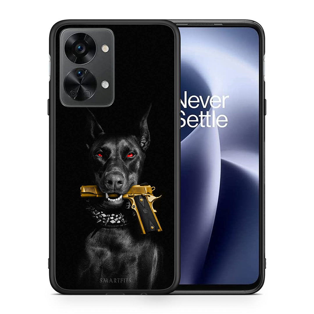 Θήκη Αγίου Βαλεντίνου OnePlus Nord 2T Golden Gun από τη Smartfits με σχέδιο στο πίσω μέρος και μαύρο περίβλημα | OnePlus Nord 2T Golden Gun case with colorful back and black bezels