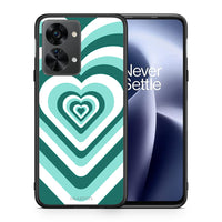 Thumbnail for Θήκη OnePlus Nord 2T Green Hearts από τη Smartfits με σχέδιο στο πίσω μέρος και μαύρο περίβλημα | OnePlus Nord 2T Green Hearts case with colorful back and black bezels