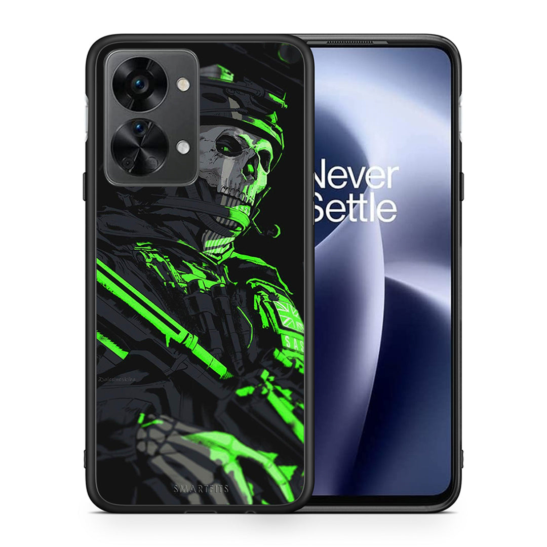 Θήκη Αγίου Βαλεντίνου OnePlus Nord 2T Green Soldier από τη Smartfits με σχέδιο στο πίσω μέρος και μαύρο περίβλημα | OnePlus Nord 2T Green Soldier case with colorful back and black bezels