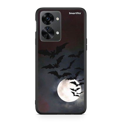 OnePlus Nord 2T Halloween Bat Night θήκη από τη Smartfits με σχέδιο στο πίσω μέρος και μαύρο περίβλημα | Smartphone case with colorful back and black bezels by Smartfits
