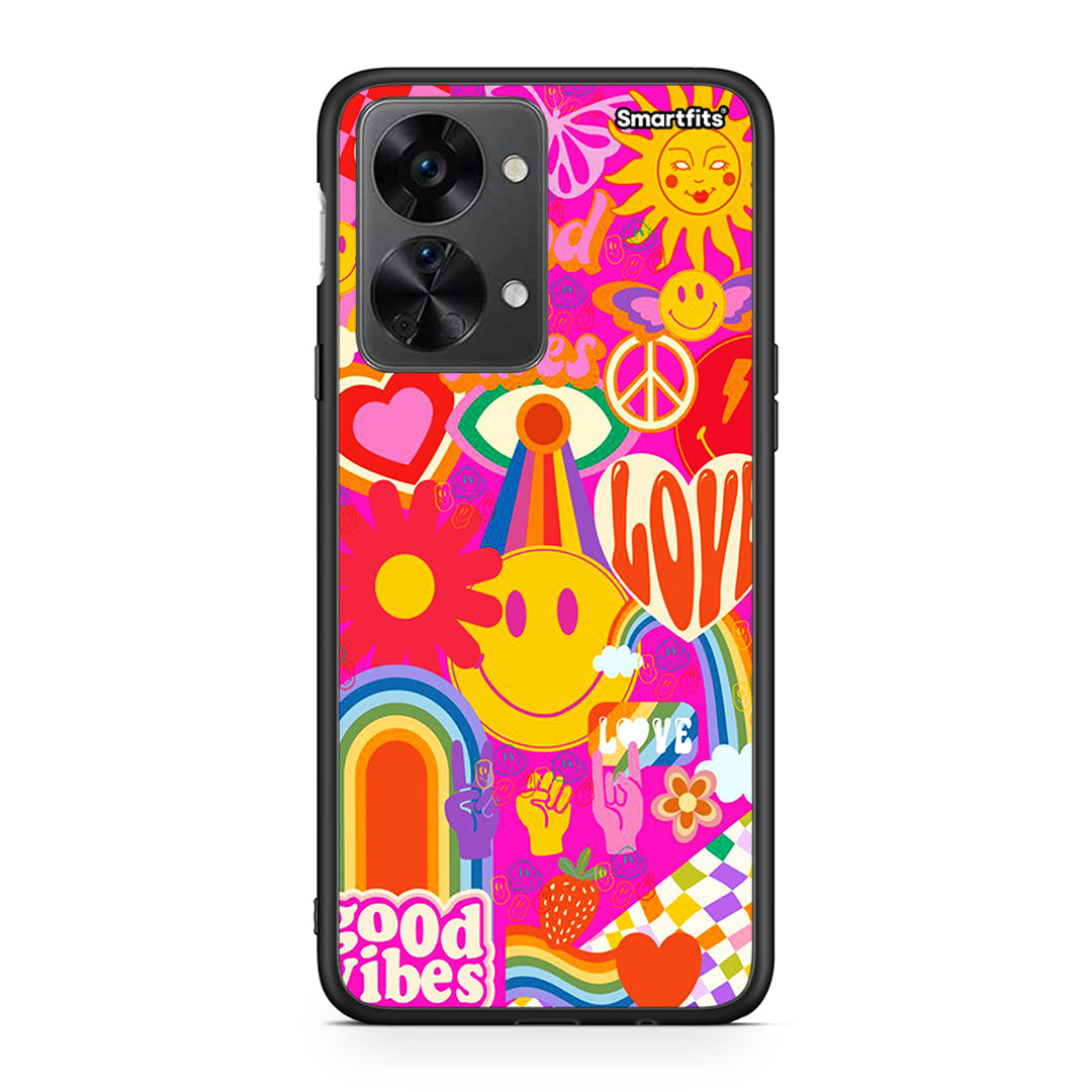 OnePlus Nord 2T Hippie Love θήκη από τη Smartfits με σχέδιο στο πίσω μέρος και μαύρο περίβλημα | Smartphone case with colorful back and black bezels by Smartfits