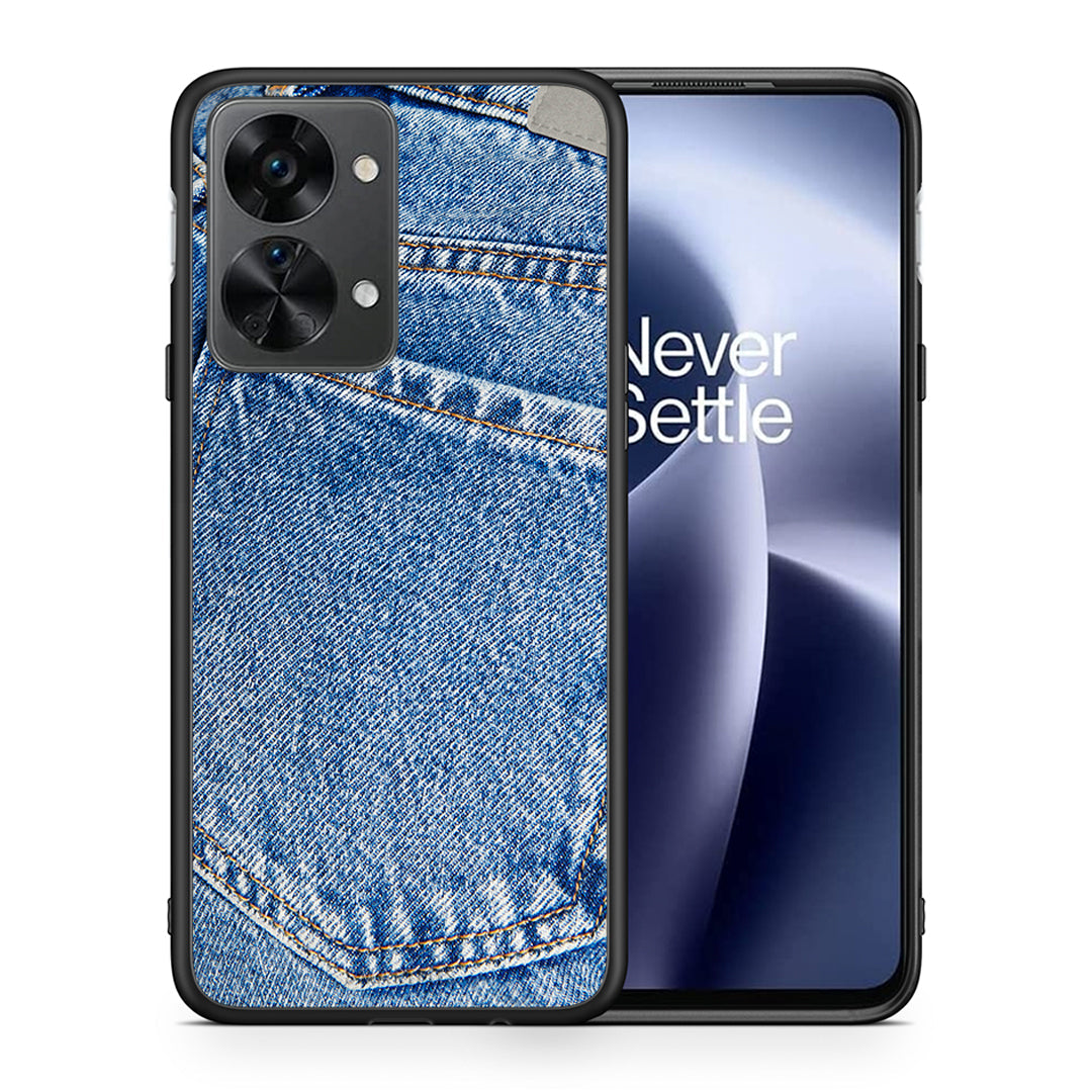 Θήκη OnePlus Nord 2T Jeans Pocket από τη Smartfits με σχέδιο στο πίσω μέρος και μαύρο περίβλημα | OnePlus Nord 2T Jeans Pocket case with colorful back and black bezels