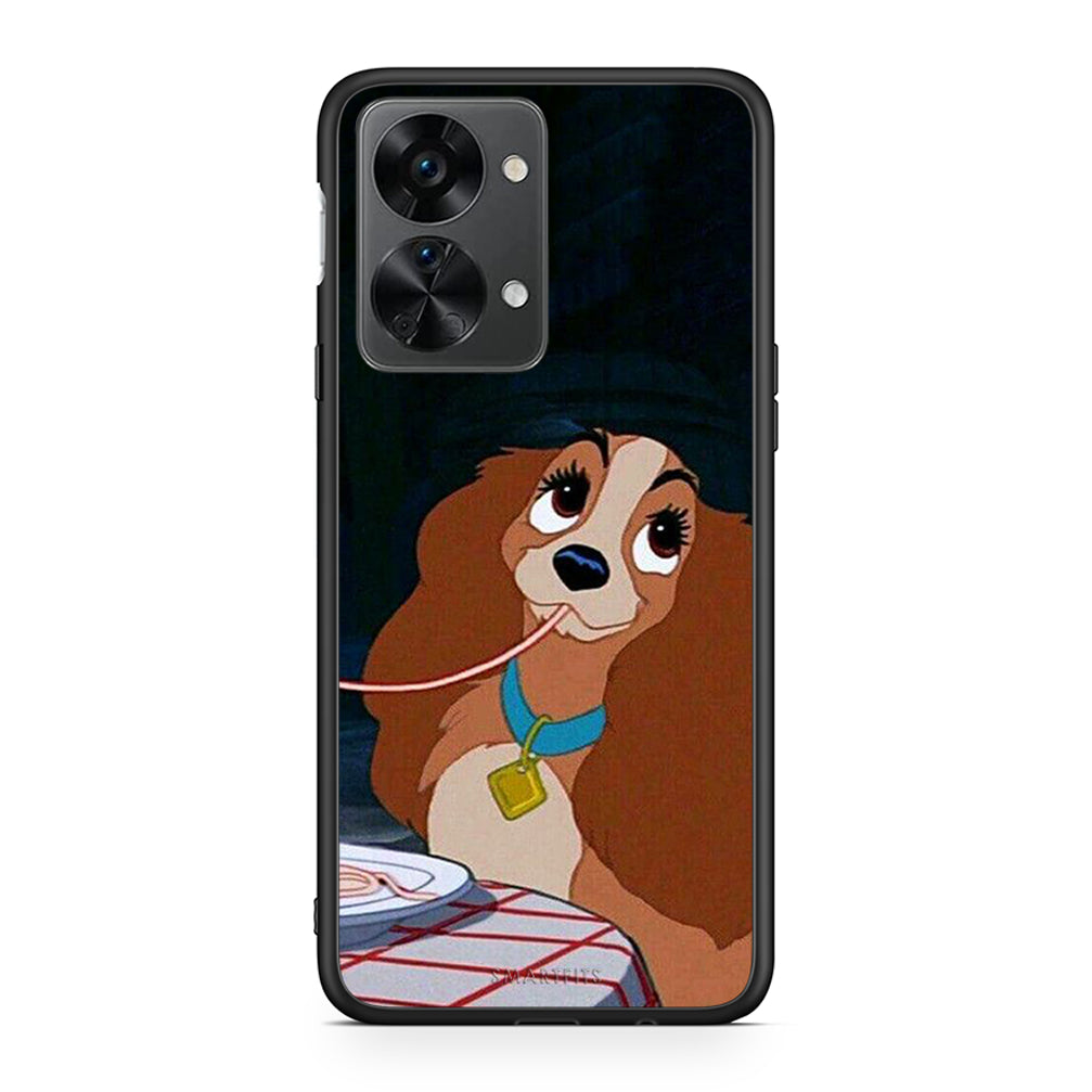 OnePlus Nord 2T Lady And Tramp 2 Θήκη Αγίου Βαλεντίνου από τη Smartfits με σχέδιο στο πίσω μέρος και μαύρο περίβλημα | Smartphone case with colorful back and black bezels by Smartfits