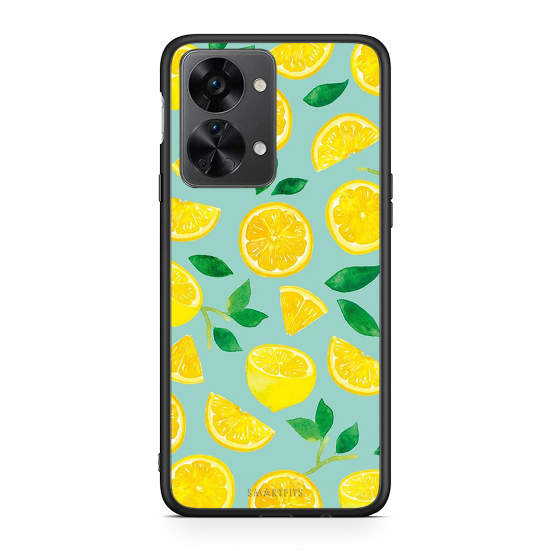OnePlus Nord 2T Lemons θήκη από τη Smartfits με σχέδιο στο πίσω μέρος και μαύρο περίβλημα | Smartphone case with colorful back and black bezels by Smartfits