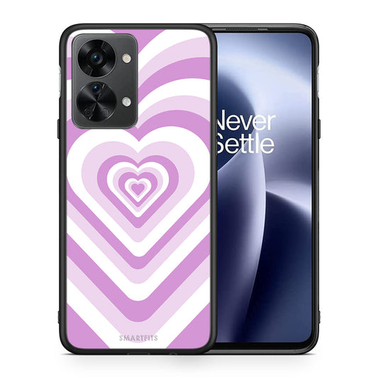 Θήκη OnePlus Nord 2T Lilac Hearts από τη Smartfits με σχέδιο στο πίσω μέρος και μαύρο περίβλημα | OnePlus Nord 2T Lilac Hearts case with colorful back and black bezels