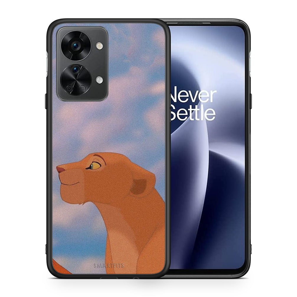 Θήκη Αγίου Βαλεντίνου OnePlus Nord 2T Lion Love 2 από τη Smartfits με σχέδιο στο πίσω μέρος και μαύρο περίβλημα | OnePlus Nord 2T Lion Love 2 case with colorful back and black bezels