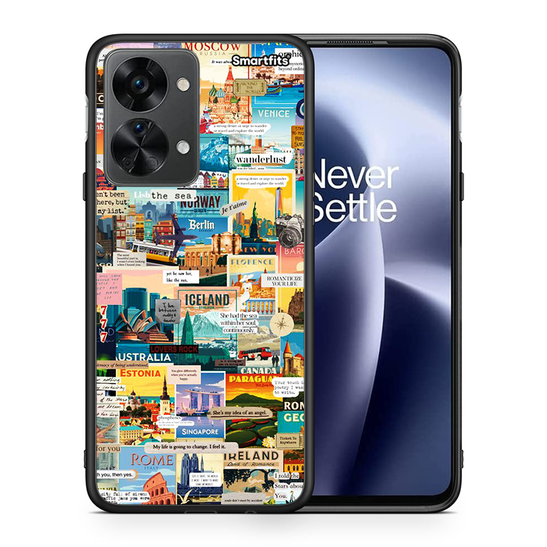 Θήκη OnePlus Nord 2T Live To Travel από τη Smartfits με σχέδιο στο πίσω μέρος και μαύρο περίβλημα | OnePlus Nord 2T Live To Travel case with colorful back and black bezels