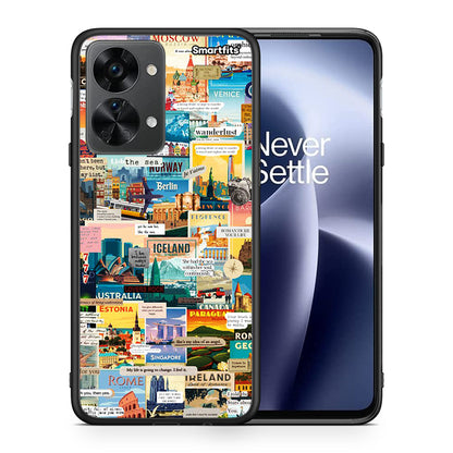 Θήκη OnePlus Nord 2T Live To Travel από τη Smartfits με σχέδιο στο πίσω μέρος και μαύρο περίβλημα | OnePlus Nord 2T Live To Travel case with colorful back and black bezels