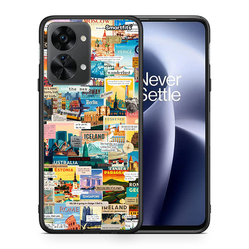 Θήκη OnePlus Nord 2T Live To Travel από τη Smartfits με σχέδιο στο πίσω μέρος και μαύρο περίβλημα | OnePlus Nord 2T Live To Travel case with colorful back and black bezels