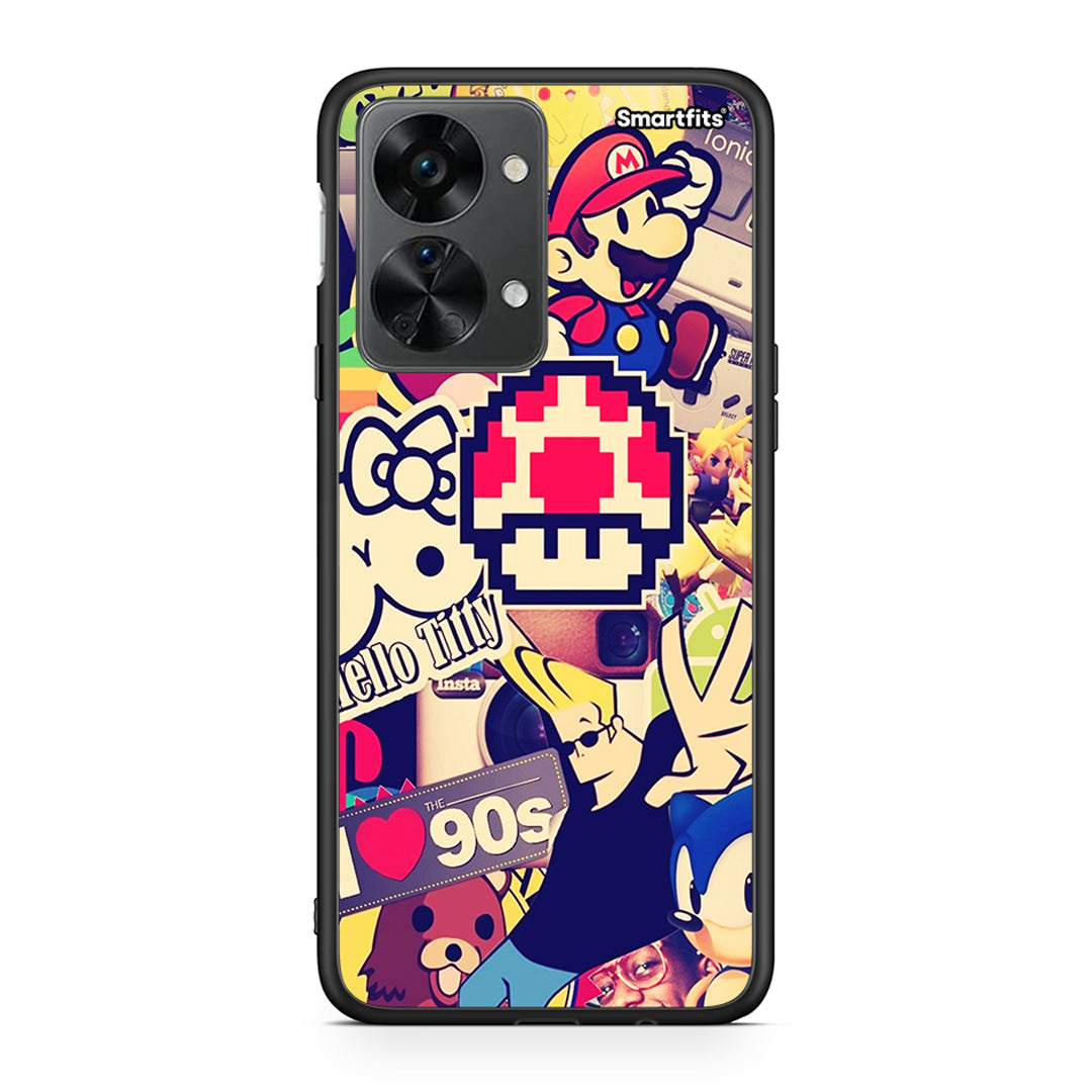 OnePlus Nord 2T Love The 90s θήκη από τη Smartfits με σχέδιο στο πίσω μέρος και μαύρο περίβλημα | Smartphone case with colorful back and black bezels by Smartfits