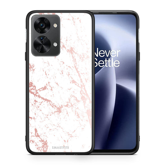 Θήκη OnePlus Nord 2T Pink Splash Marble από τη Smartfits με σχέδιο στο πίσω μέρος και μαύρο περίβλημα | OnePlus Nord 2T Pink Splash Marble case with colorful back and black bezels