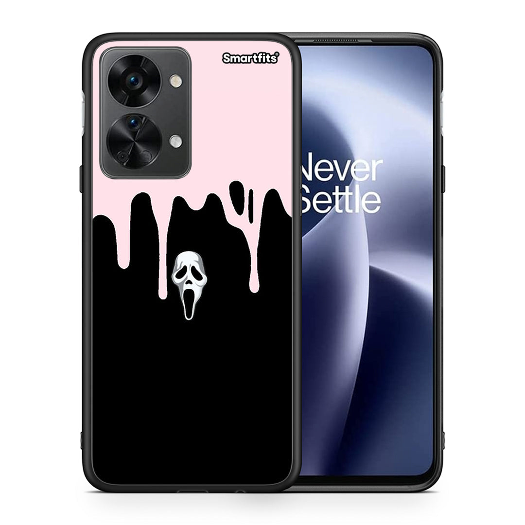 Θήκη OnePlus Nord 2T Melting Halloween Mask από τη Smartfits με σχέδιο στο πίσω μέρος και μαύρο περίβλημα | OnePlus Nord 2T Melting Halloween Mask case with colorful back and black bezels