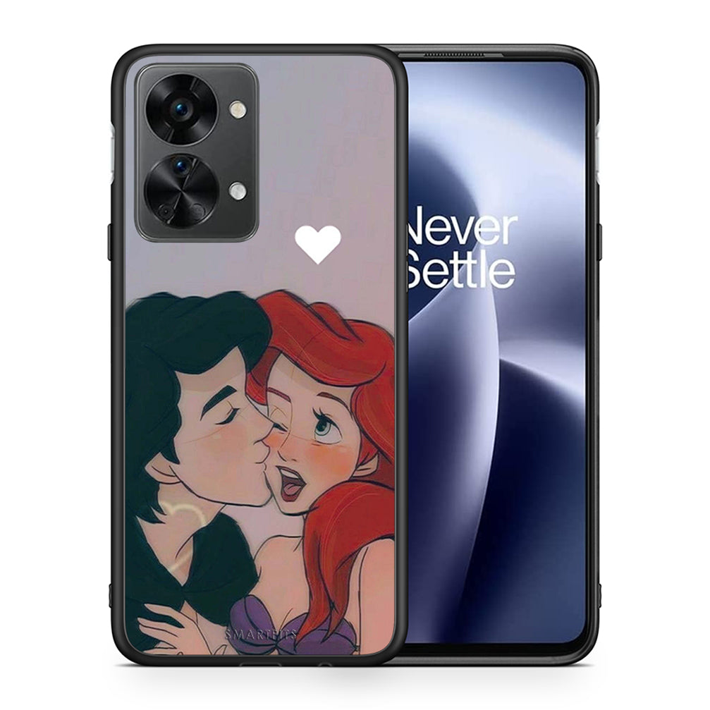 Θήκη Αγίου Βαλεντίνου OnePlus Nord 2T Mermaid Love από τη Smartfits με σχέδιο στο πίσω μέρος και μαύρο περίβλημα | OnePlus Nord 2T Mermaid Love case with colorful back and black bezels