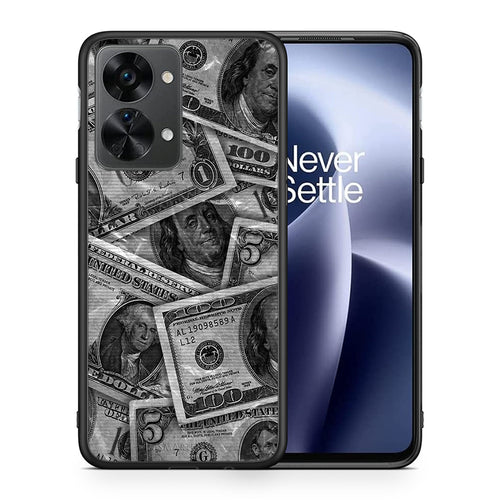 Θήκη OnePlus Nord 2T Money Dollars από τη Smartfits με σχέδιο στο πίσω μέρος και μαύρο περίβλημα | OnePlus Nord 2T Money Dollars case with colorful back and black bezels