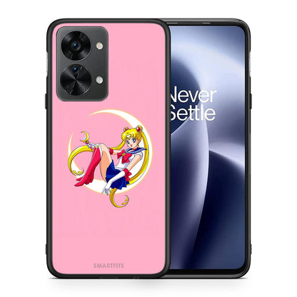 Θήκη OnePlus Nord 2T Moon Girl από τη Smartfits με σχέδιο στο πίσω μέρος και μαύρο περίβλημα | OnePlus Nord 2T Moon Girl case with colorful back and black bezels