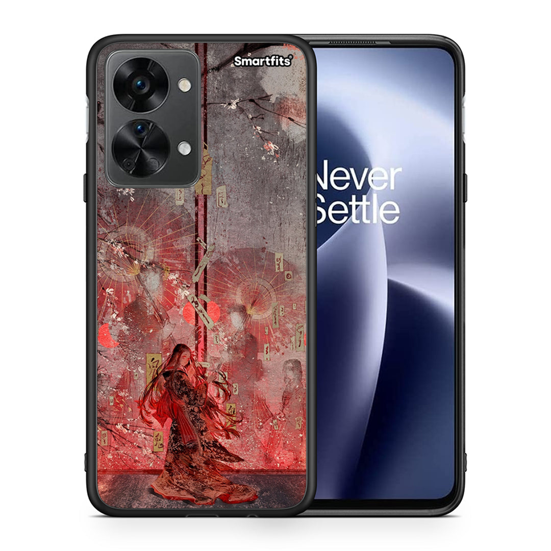 Θήκη OnePlus Nord 2T Nezuko Kamado από τη Smartfits με σχέδιο στο πίσω μέρος και μαύρο περίβλημα | OnePlus Nord 2T Nezuko Kamado case with colorful back and black bezels
