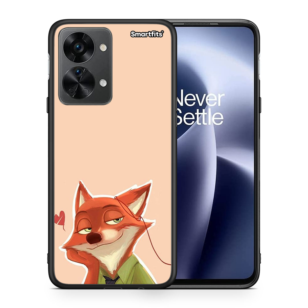Θήκη OnePlus Nord 2T Nick Wilde And Judy Hopps Love 1 από τη Smartfits με σχέδιο στο πίσω μέρος και μαύρο περίβλημα | OnePlus Nord 2T Nick Wilde And Judy Hopps Love 1 case with colorful back and black bezels
