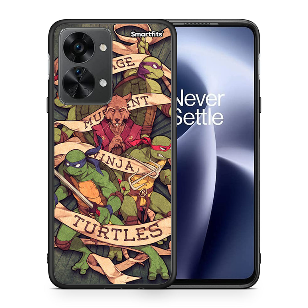 Θήκη OnePlus Nord 2T Ninja Turtles από τη Smartfits με σχέδιο στο πίσω μέρος και μαύρο περίβλημα | OnePlus Nord 2T Ninja Turtles case with colorful back and black bezels