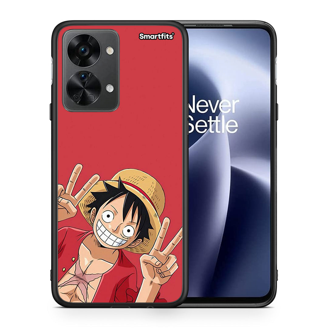 Θήκη OnePlus Nord 2T Pirate Luffy από τη Smartfits με σχέδιο στο πίσω μέρος και μαύρο περίβλημα | OnePlus Nord 2T Pirate Luffy case with colorful back and black bezels