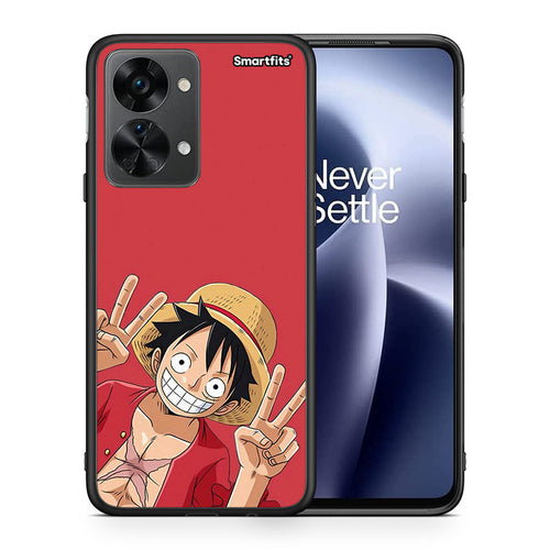 Θήκη OnePlus Nord 2T Pirate Luffy από τη Smartfits με σχέδιο στο πίσω μέρος και μαύρο περίβλημα | OnePlus Nord 2T Pirate Luffy case with colorful back and black bezels