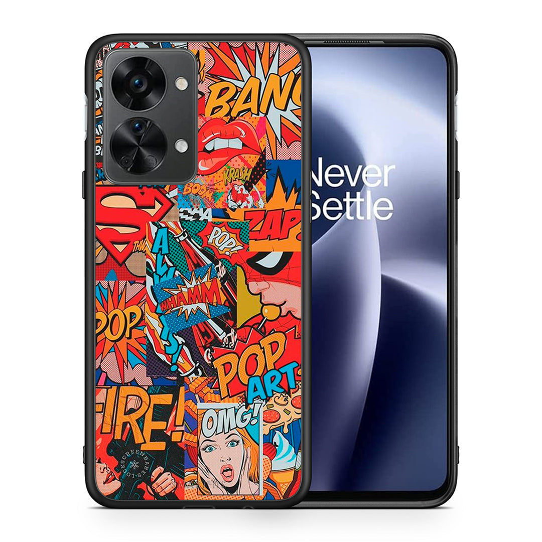 Θήκη OnePlus Nord 2T PopArt OMG από τη Smartfits με σχέδιο στο πίσω μέρος και μαύρο περίβλημα | OnePlus Nord 2T PopArt OMG case with colorful back and black bezels