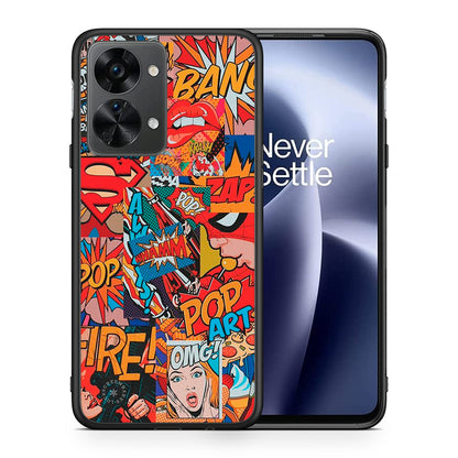 Θήκη OnePlus Nord 2T PopArt OMG από τη Smartfits με σχέδιο στο πίσω μέρος και μαύρο περίβλημα | OnePlus Nord 2T PopArt OMG case with colorful back and black bezels