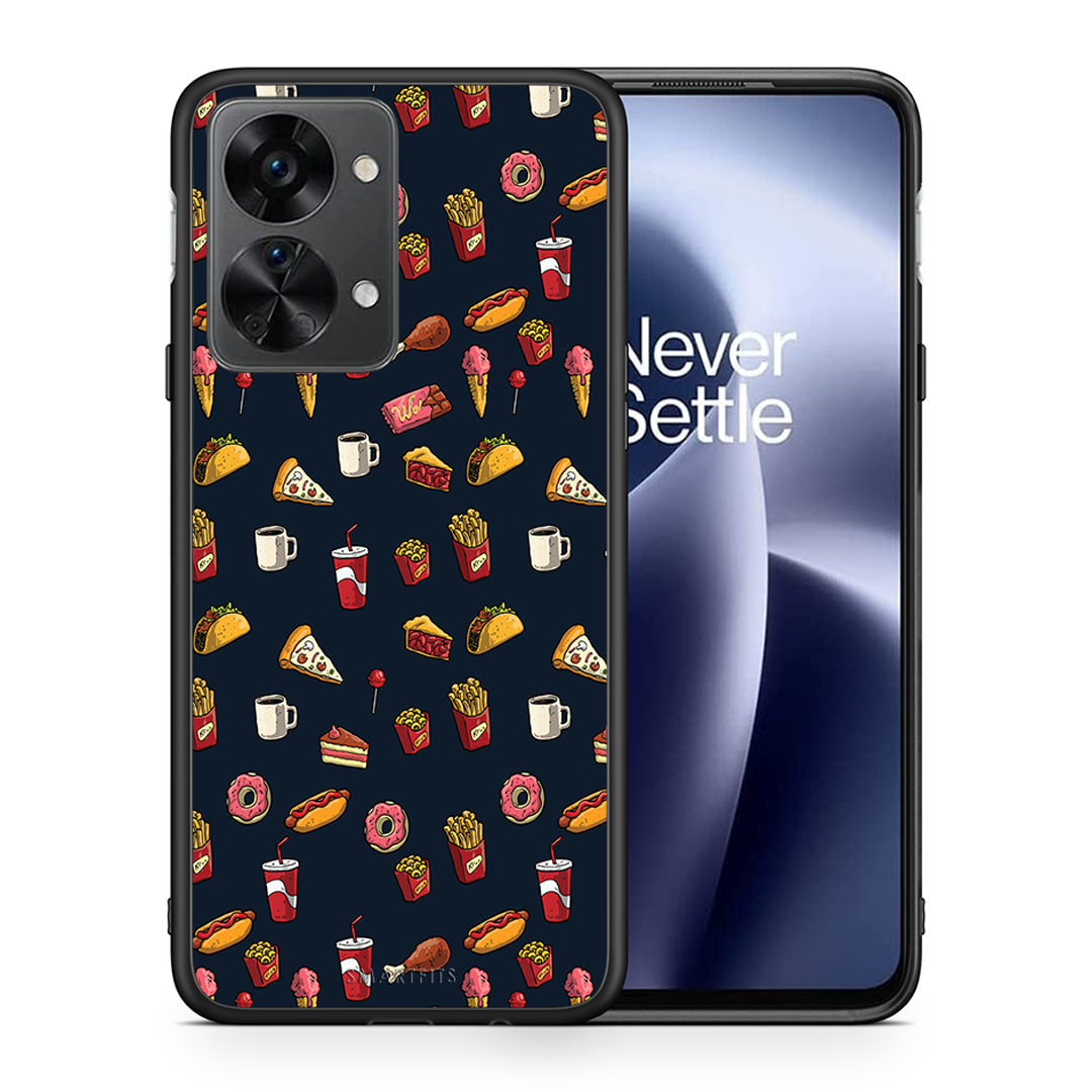 Θήκη OnePlus Nord 2T Hungry Random από τη Smartfits με σχέδιο στο πίσω μέρος και μαύρο περίβλημα | OnePlus Nord 2T Hungry Random case with colorful back and black bezels