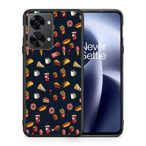 Θήκη OnePlus Nord 2T Hungry Random από τη Smartfits με σχέδιο στο πίσω μέρος και μαύρο περίβλημα | OnePlus Nord 2T Hungry Random case with colorful back and black bezels