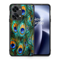 Thumbnail for Θήκη OnePlus Nord 2T Real Peacock Feathers από τη Smartfits με σχέδιο στο πίσω μέρος και μαύρο περίβλημα | OnePlus Nord 2T Real Peacock Feathers case with colorful back and black bezels